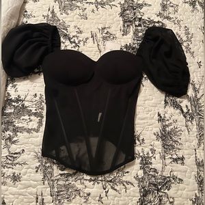 NWT Black Sheer Corset